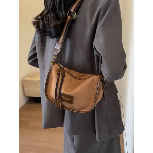 Chic Suede Adjustable Strap Shoulder Bag