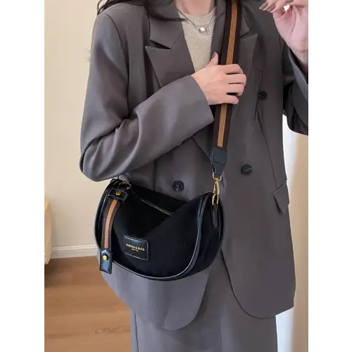 Chic Suede Adjustable Strap Shoulder Bag