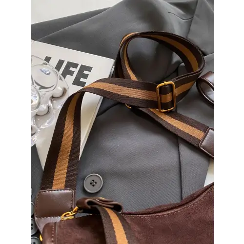 Chic Suede Adjustable Strap Shoulder Bag