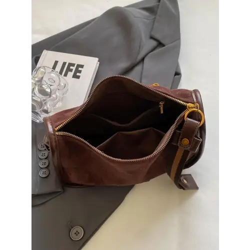 Chic Suede Adjustable Strap Shoulder Bag