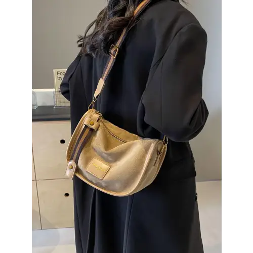Chic Suede Adjustable Strap Shoulder Bag