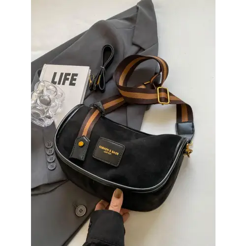 Chic Suede Adjustable Strap Shoulder Bag