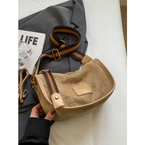 Chic Suede Adjustable Strap Shoulder Bag