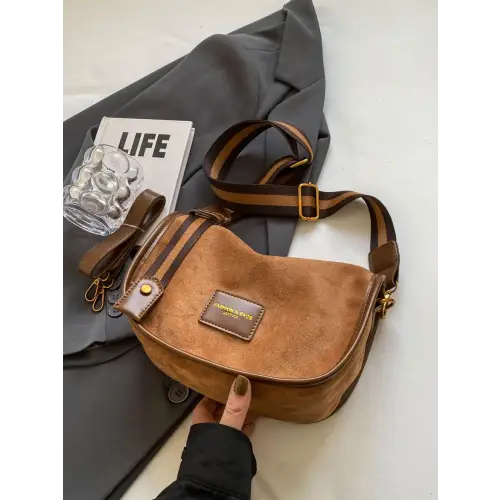 Chic Suede Adjustable Strap Shoulder Bag