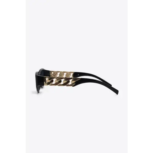 Chic Temple Cat Eye Sunglasses with Gold Chain Detail