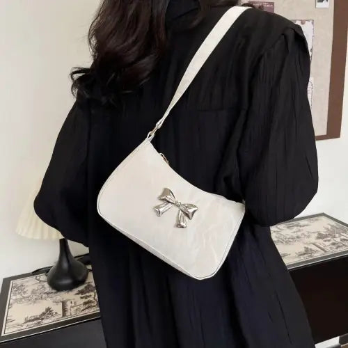 Chic Bow PU Leather Shoulder Bag for Stylish Looks