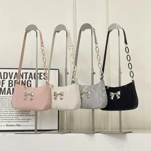 Chic Bow PU Leather Shoulder Bag for Stylish Looks