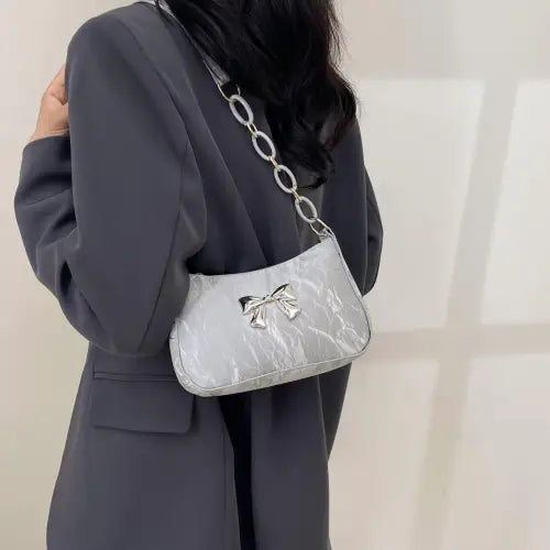Chic Bow PU Leather Shoulder Bag for Stylish Looks