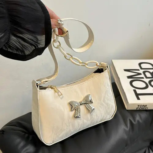 Chic Bow PU Leather Shoulder Bag for Stylish Looks