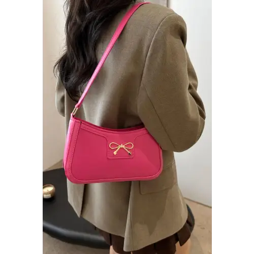 Chic Bow Trim Leather Shoulder Bag for Elegant Style