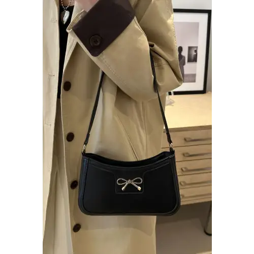 Chic Bow Trim Leather Shoulder Bag for Elegant Style