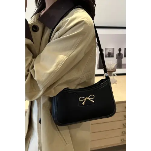 Chic Bow Trim Leather Shoulder Bag for Elegant Style