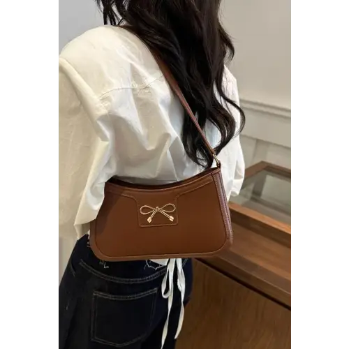 Chic Bow Trim Leather Shoulder Bag for Elegant Style