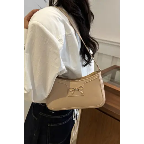 Chic Bow Trim Leather Shoulder Bag for Elegant Style