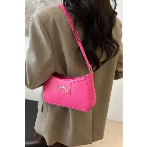 Chic Bow Trim Leather Shoulder Bag for Elegant Style