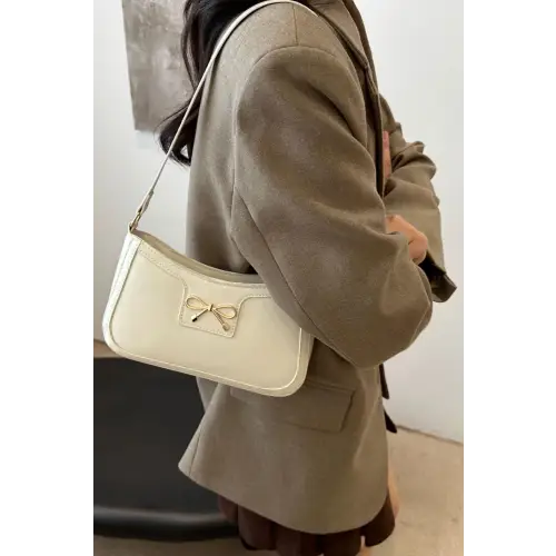 Chic Bow Trim Leather Shoulder Bag for Elegant Style