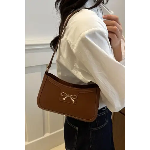 Chic Bow Trim Leather Shoulder Bag for Elegant Style