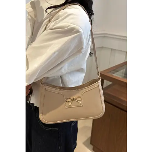 Chic Bow Trim Leather Shoulder Bag for Elegant Style