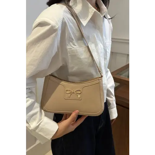 Chic Bow Trim Leather Shoulder Bag for Elegant Style
