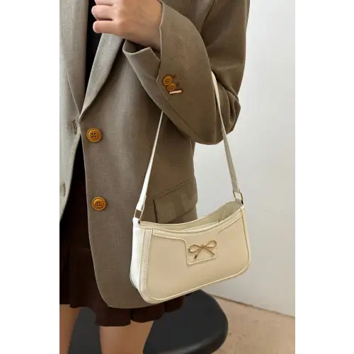 Chic Bow Trim Leather Shoulder Bag for Elegant Style