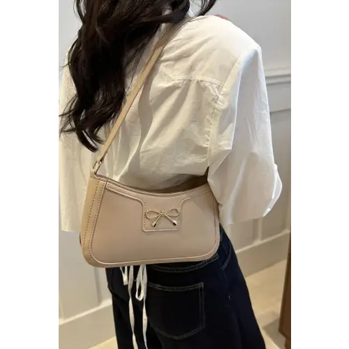 Chic Bow Trim Leather Shoulder Bag for Elegant Style