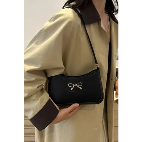 Chic Bow Trim Leather Shoulder Bag for Elegant Style