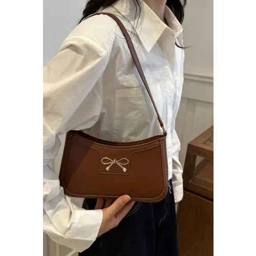 Chic Bow Trim Leather Shoulder Bag for Elegant Style