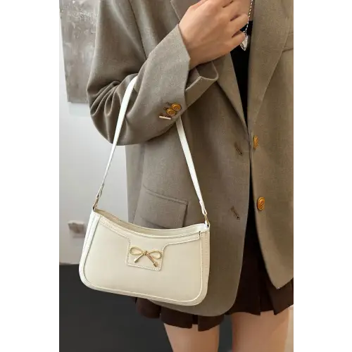 Chic Bow Trim Leather Shoulder Bag for Elegant Style