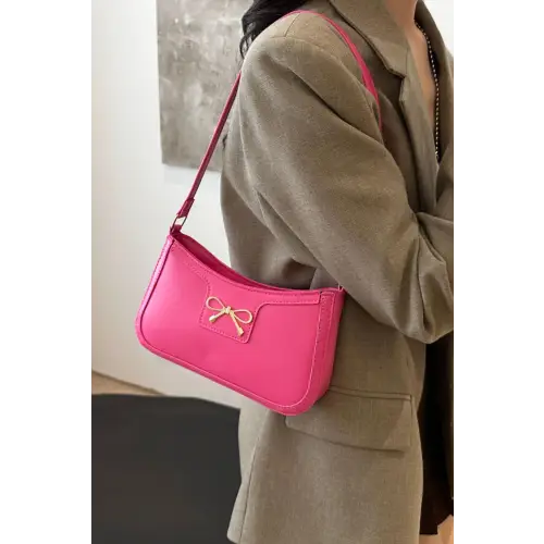 Chic Bow Trim Leather Shoulder Bag for Elegant Style