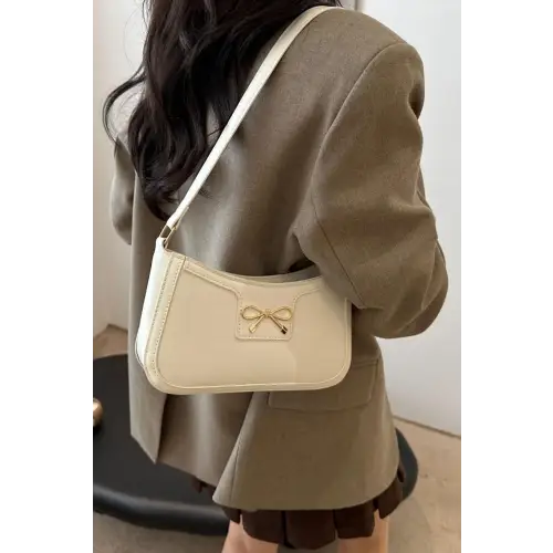 Chic Bow Trim Leather Shoulder Bag for Elegant Style