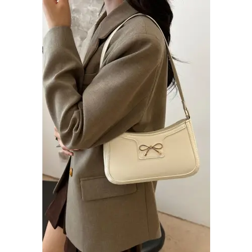 Chic Bow Trim Leather Shoulder Bag for Elegant Style
