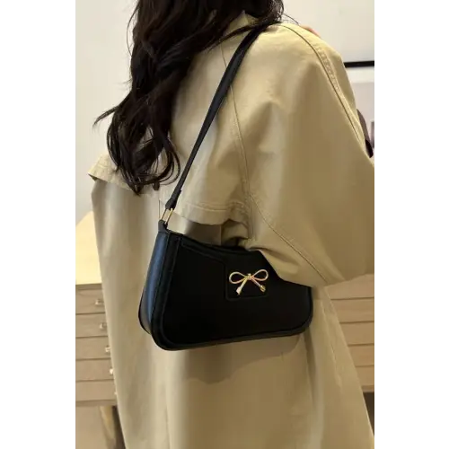Chic Bow Trim Leather Shoulder Bag for Elegant Style