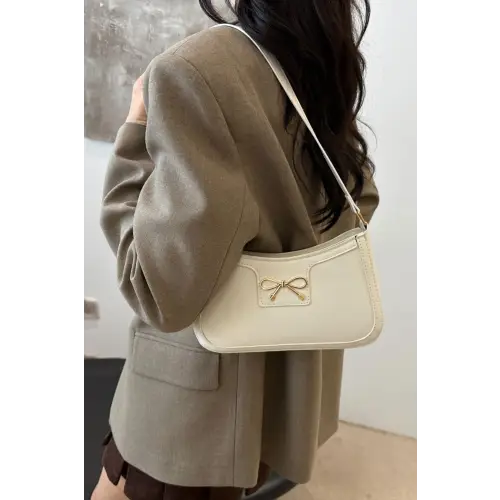 Chic Bow Trim Leather Shoulder Bag for Elegant Style