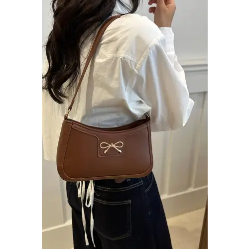 Chic Bow Trim Leather Shoulder Bag for Elegant Style