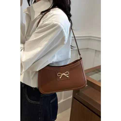 Chic Bow Trim Leather Shoulder Bag for Elegant Style