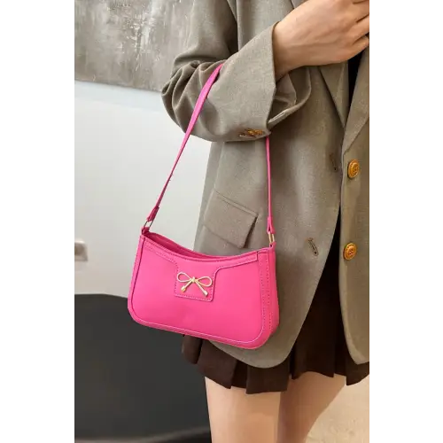 Chic Bow Trim Leather Shoulder Bag for Elegant Style