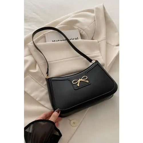 Chic Bow Trim Leather Shoulder Bag for Elegant Style