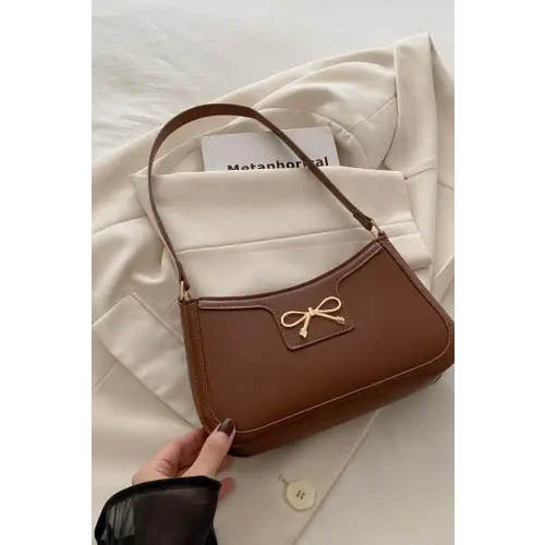 Chic Bow Trim Leather Shoulder Bag for Elegant Style