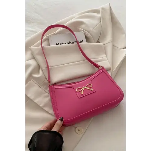 Chic Bow Trim Leather Shoulder Bag for Elegant Style