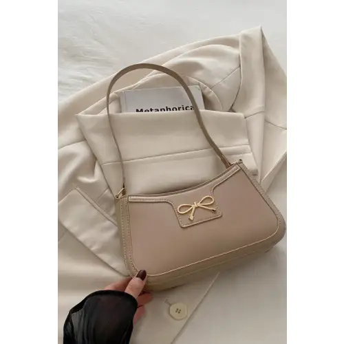 Chic Bow Trim Leather Shoulder Bag for Elegant Style