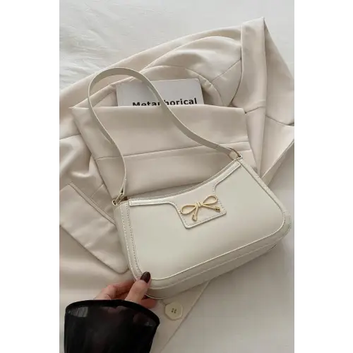 Chic Bow Trim Leather Shoulder Bag for Elegant Style