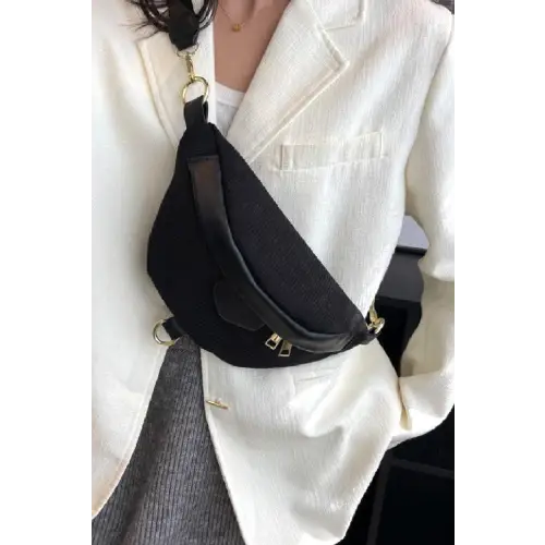 Chic Corduroy Crossbody Bag with Removable Strap