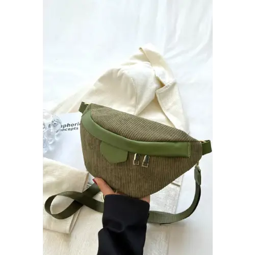 Chic Corduroy Crossbody Bag with Removable Strap