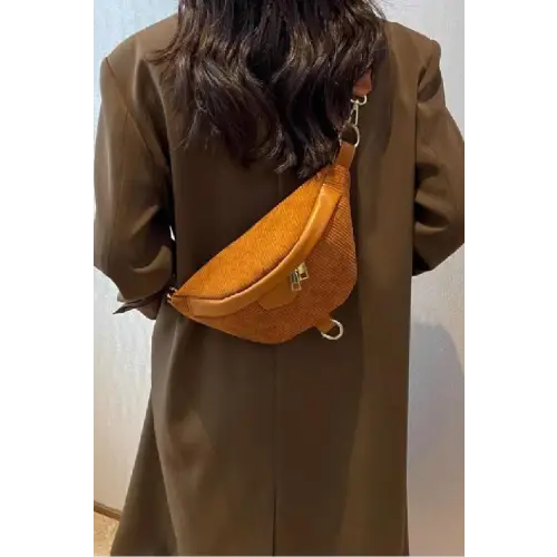 Chic Corduroy Crossbody Bag with Removable Strap