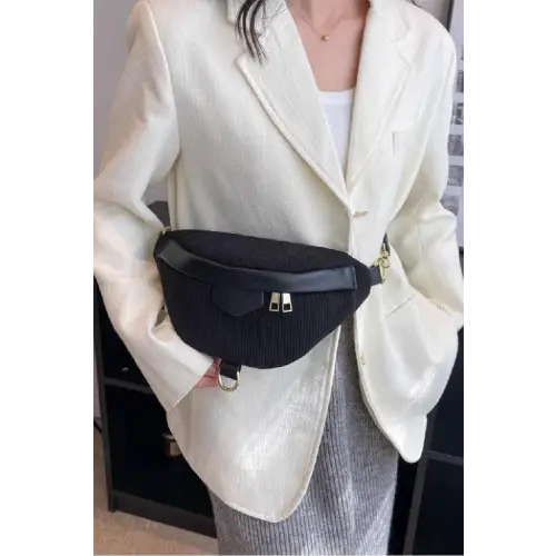 Chic Corduroy Crossbody Bag with Removable Strap