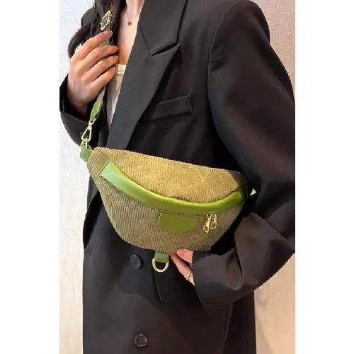 Chic Corduroy Crossbody Bag with Removable Strap