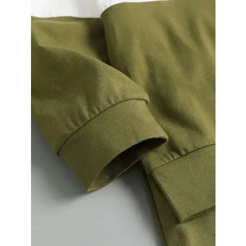 Color Block Cotton Blend Pants Set