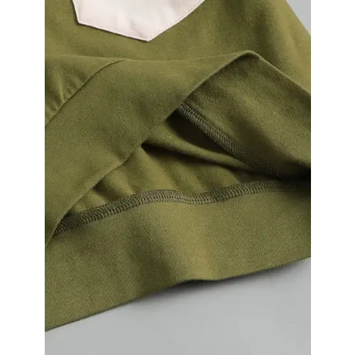 Color Block Cotton Blend Pants Set
