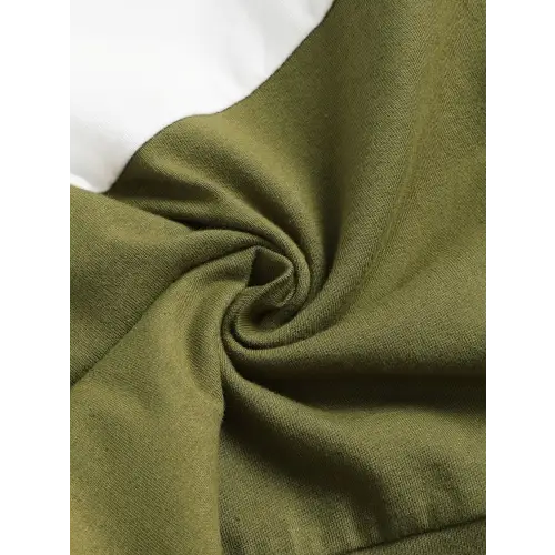 Color Block Cotton Blend Pants Set