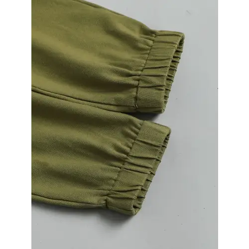 Color Block Cotton Blend Pants Set